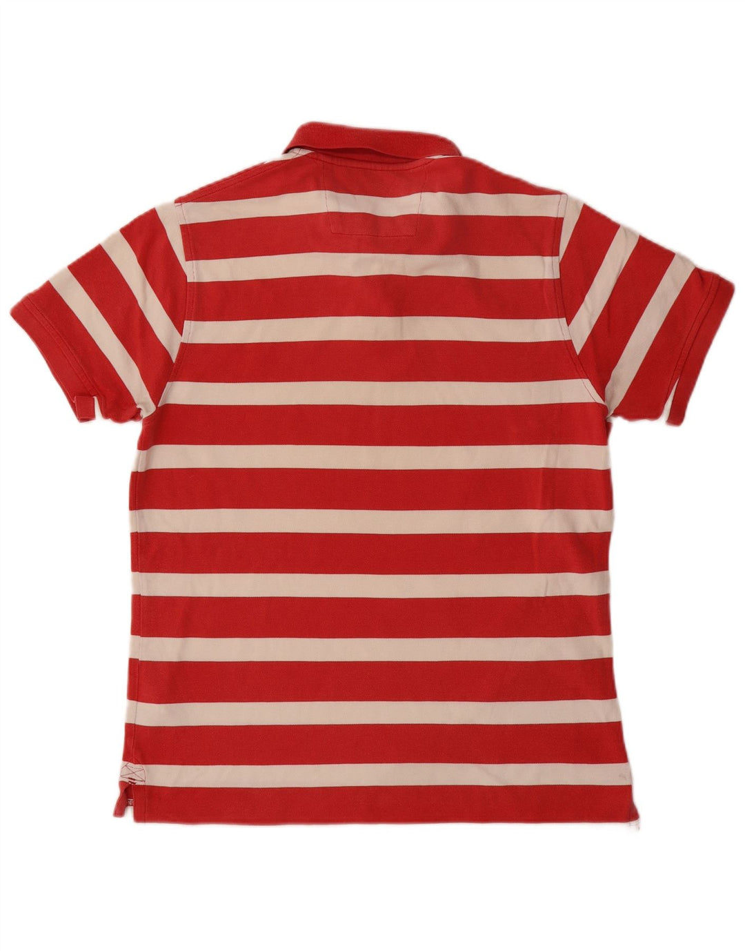 MUSTO Mens Polo Shirt Medium Red Striped Cotton