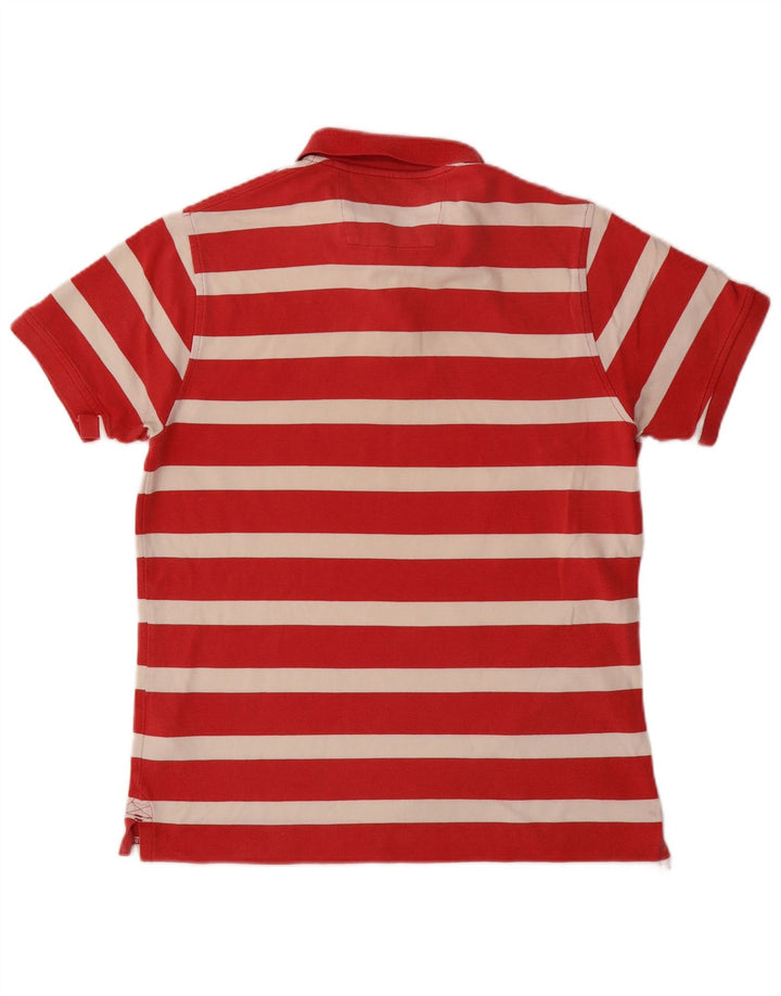 MUSTO Mens Polo Shirt Medium Red Striped Cotton