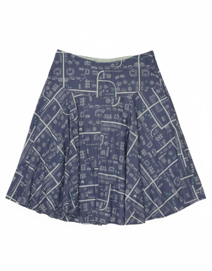 White Stuff Womens Graphic A-Line Skirt UK 12 Medium W30 Blue Cotton