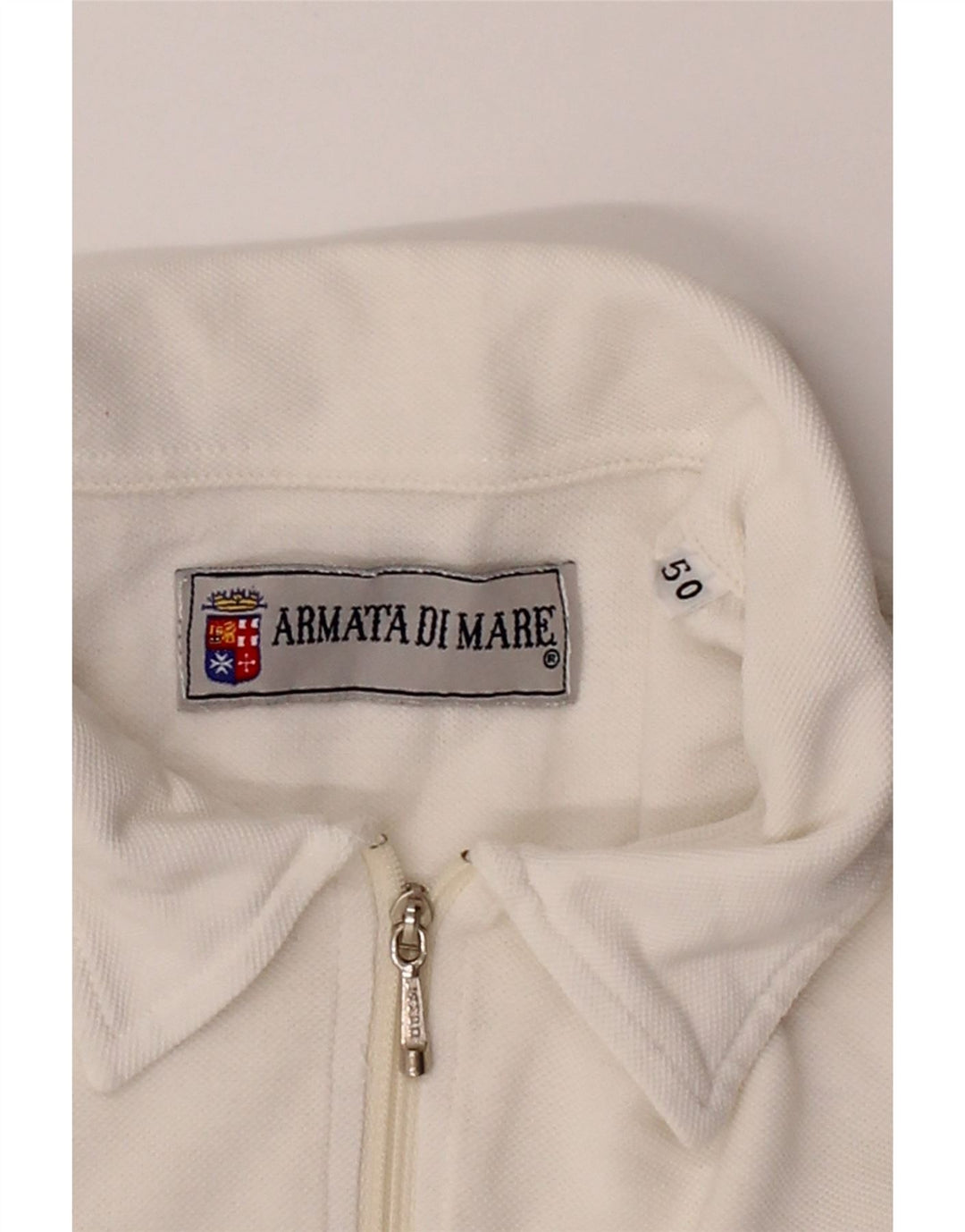 ARMATA DI MARE Mens Polo Shirt IT 50 Medium White Cotton Vintage Armata Di Mare and Second-Hand Armata Di Mare from Messina Hembry 