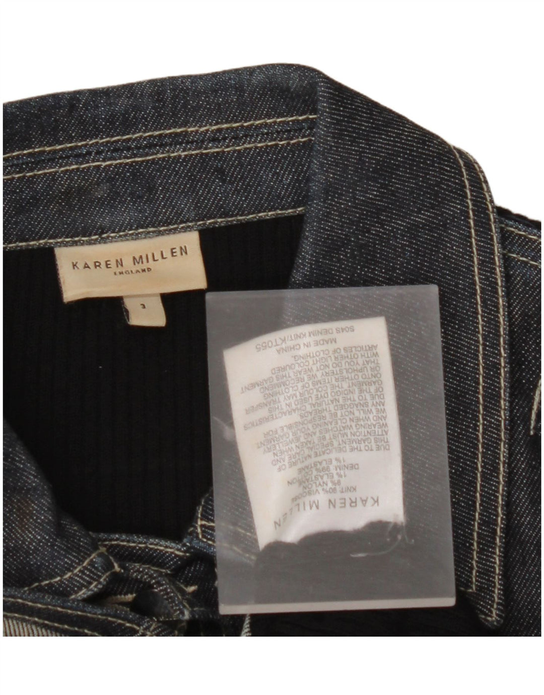 KAREN MILLEN Womens Cardigan Sweater Size 3 Small Blue Colourblock Viscose