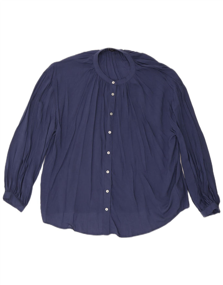 Marks & Spencer Womens Shirt Blouse UK 14 Large Navy Blue Viscose