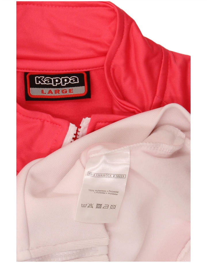 Kappa Womens Graphic Tracksuit Top Jacket UK 16 Large Red Colourblock