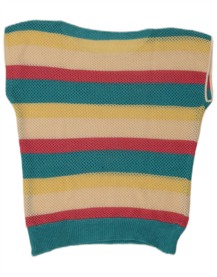 Vintage Womens Vest Tank Top UK 12 Medium Multicoloured Striped