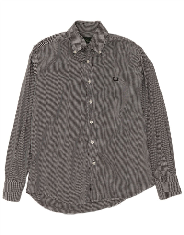 FRED PERRY Mens Shirt Small Black Gingham