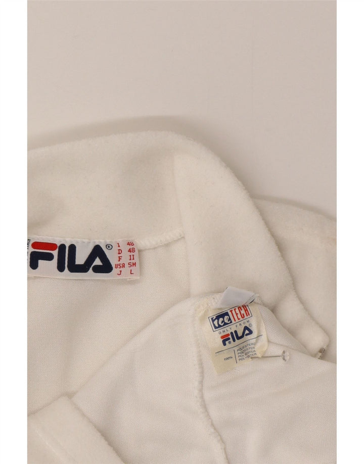 Fila Mens Zip Neck Fleece Jumper IT 48 Medium White Polyester