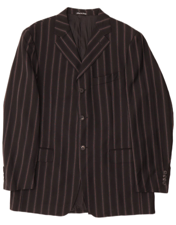 PAL ZILERI Mens 3 Button 2 Piece Suit IT 50 Large W34 L33 Black Striped