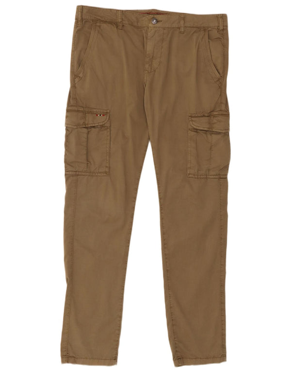 Napapijri Womens Straight Cargo Trousers W34 L34 Khaki Cotton