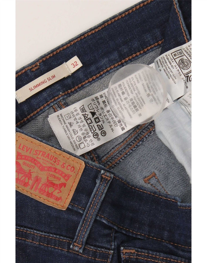 Levi's Womens Slimming Slim Jeans W32 L34 Navy Blue Cotton