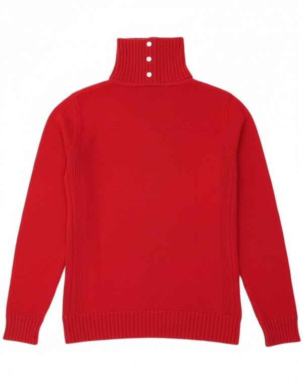 Gas Womens Button Neck Jumper Sweater UK 16 Large Red Wool