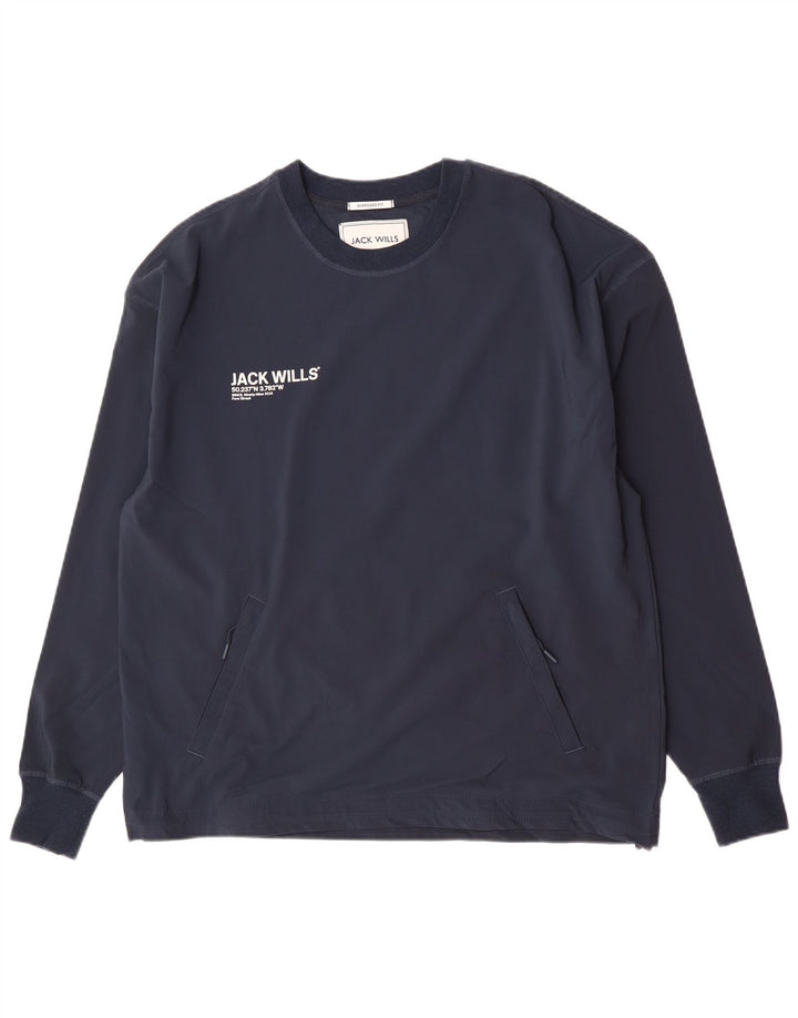 Jack Wills Mens Oversized Sweatshirt Jumper Medium Navy Blue Polyester