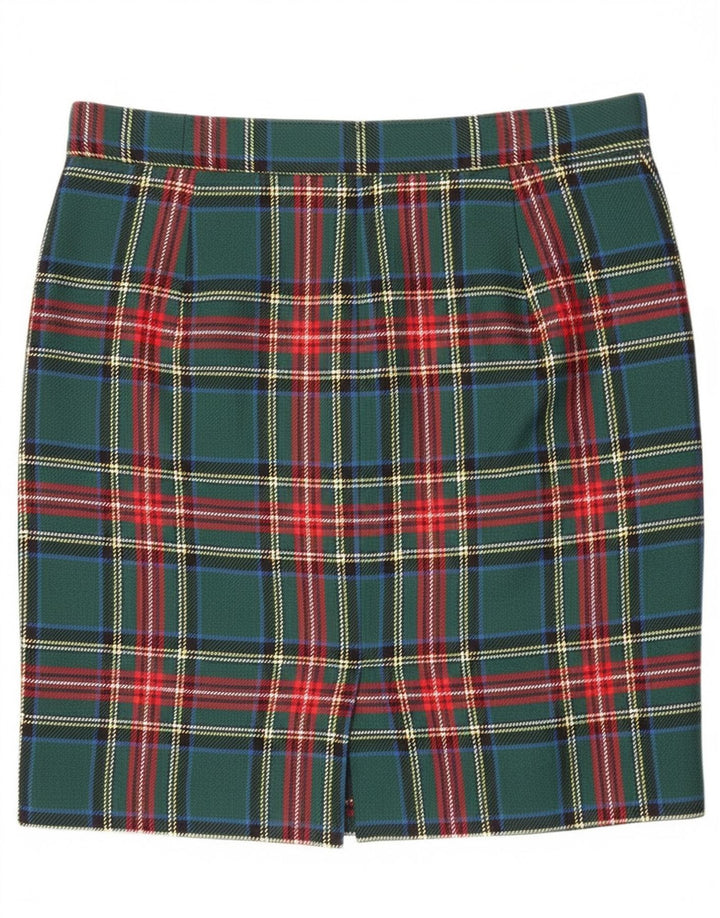 Vintage Womens Pencil Skirt W30 Medium Green Plaid