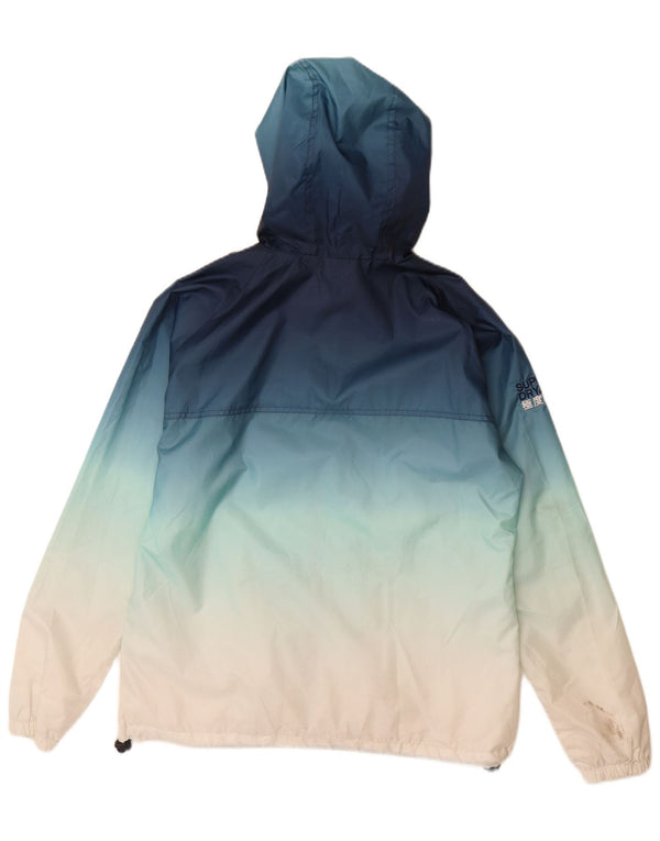 Superdry Womens Windcagoule Hooded Rain Jacket UK 18 XL Blue Colourblock