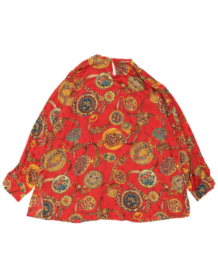 VINTAGE Womens Abstract Pattern Blouse Top UK 18 XL Red