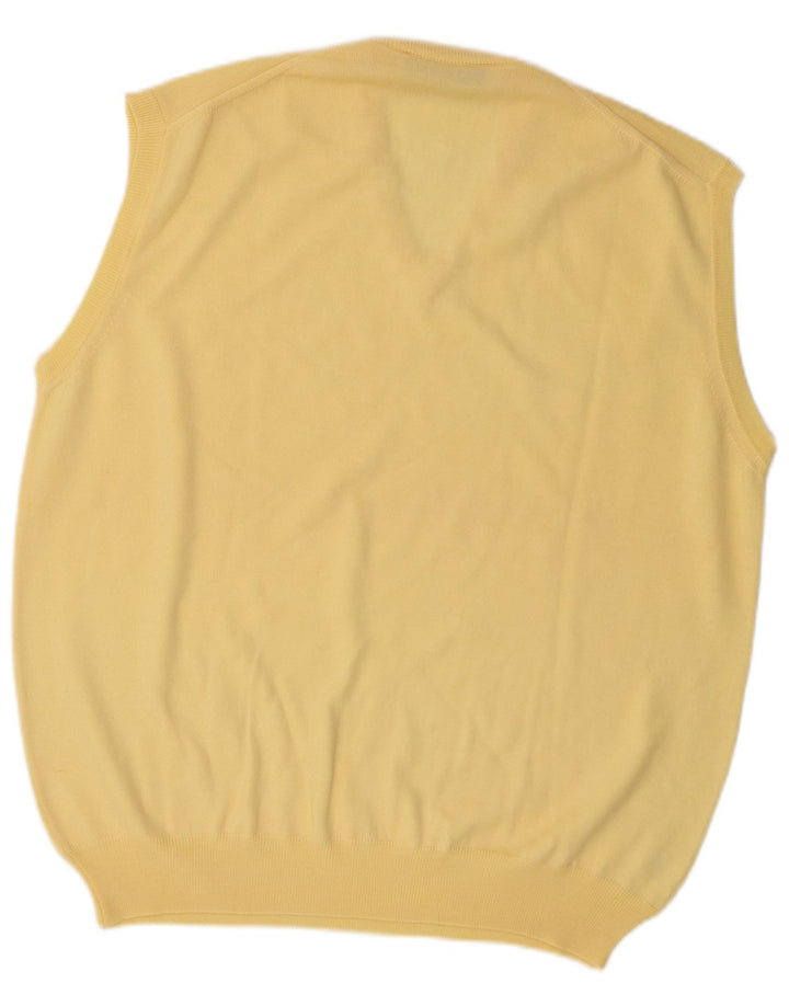 Vintage Mens Vest Tank Top IT 52 Large Yellow Merino Wool