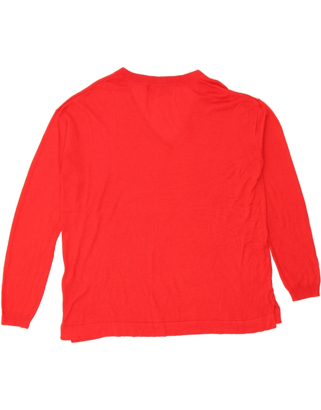 MARKS & SPENCER Womens V-Neck Jumper Sweater UK 14 Medium Red Acrylic Vintage Marks & Spencer and Second-Hand Marks & Spencer from Messina Hembry 