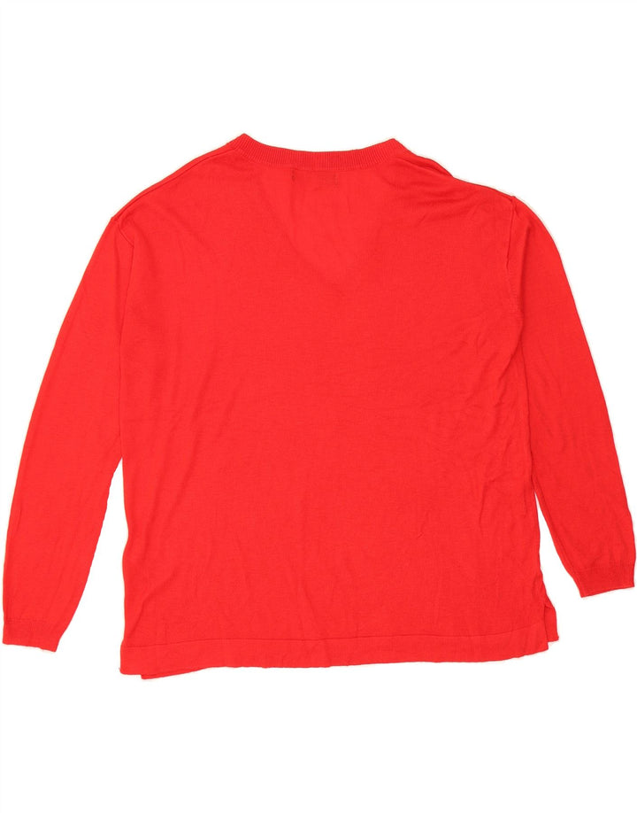 MARKS & SPENCER Womens V-Neck Jumper Sweater UK 14 Medium Red Acrylic Vintage Marks & Spencer and Second-Hand Marks & Spencer from Messina Hembry 