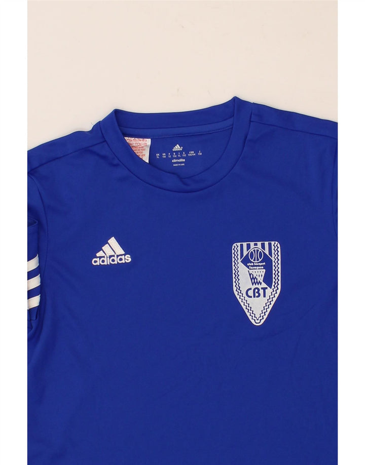 ADIDAS Boys Climalite T-Shirt Top 11-12 Years Large  Blue Polyester Vintage Adidas and Second-Hand Adidas from Messina Hembry 