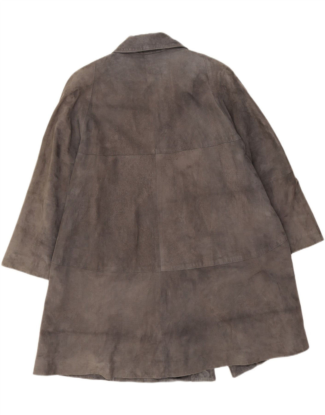 Vintage Womens Suede Overcoat UK 14 Medium Grey Leather