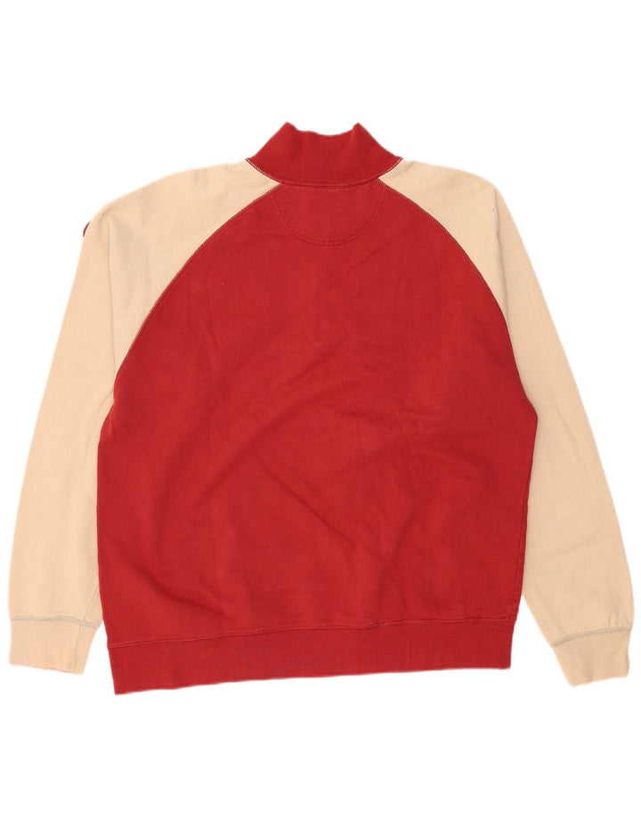 ASICS Mens Zip Neck Sweatshirt Jumper 2XL Red Colourblock Cotton