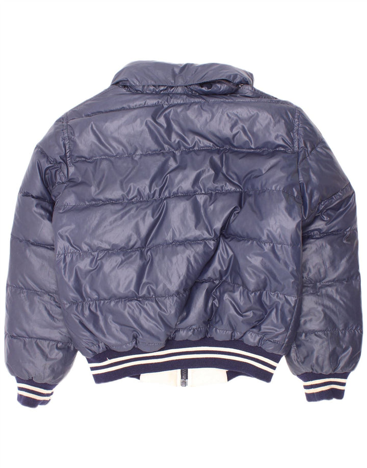 Fay Boys Hooded Reversible Padded Jacket 7-8 Years Navy Blue Striped