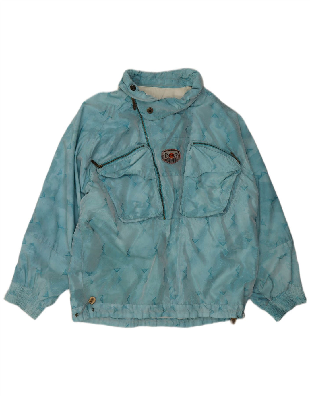 Emmegi Mens Pullover Ski Jacket UK 38 Medium Blue Geometric Polyamide