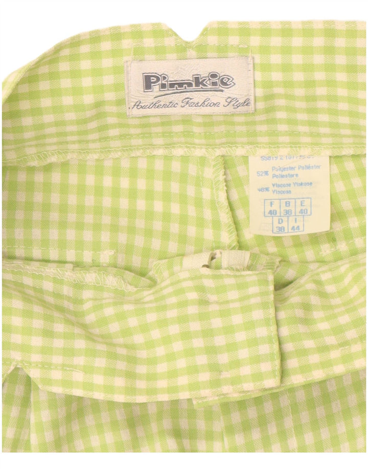 PIMKIE Womens High Waist Chino Shorts IT 44 Medium W26 Green Gingham