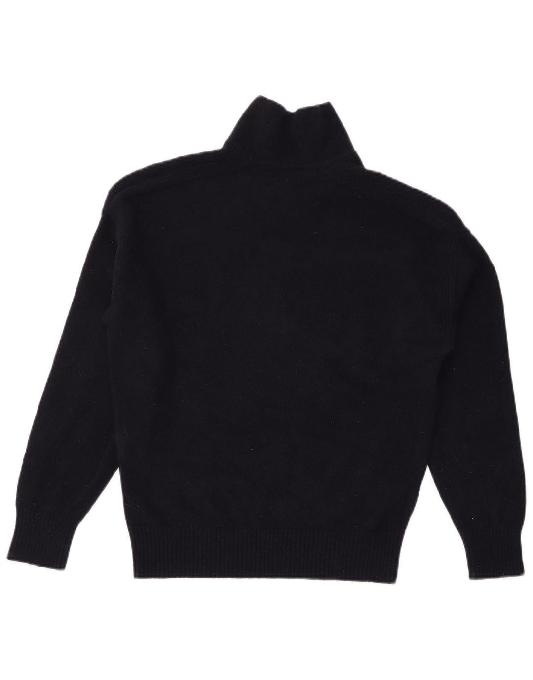 MASSIMO DUTTI Womens Polo Neck Jumper Sweater UK 14 Medium Navy Blue Wool