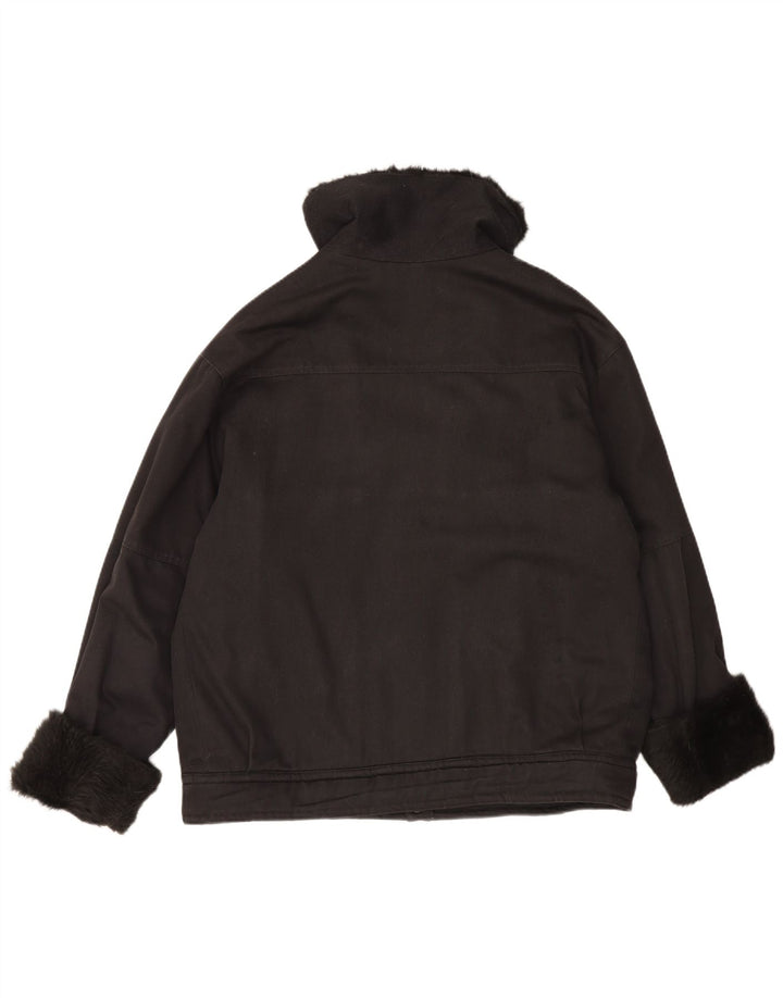 Vintage Womens Sherpa Jacket UK 20 2XL Black