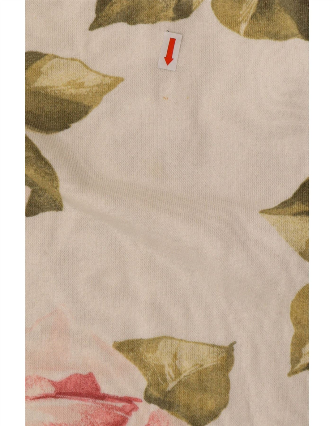 VINTAGE Womens Top Long Sleeve UK 16 Large Off White Floral Cotton