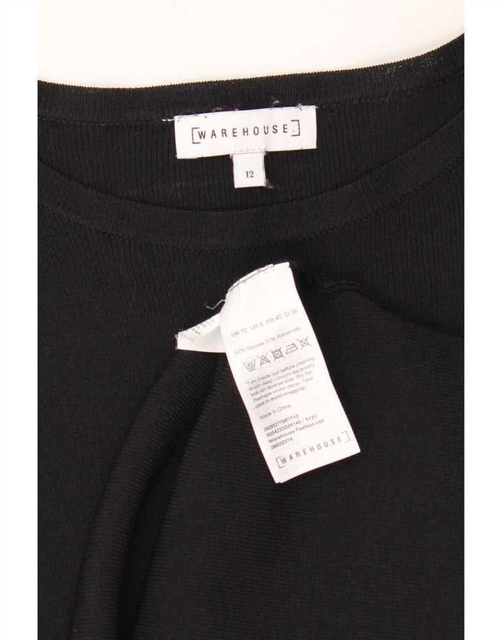 WAREHOUSE Womens Long Sleeve Blouse Top UK 12 Medium Black Viscose Vintage Warehouse and Second-Hand Warehouse from Messina Hembry 