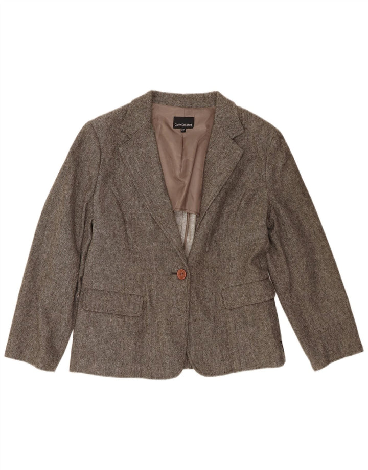 Calvin Klein Jeans Womens 1 Button Blazer Jacket UK 20 2XL Grey