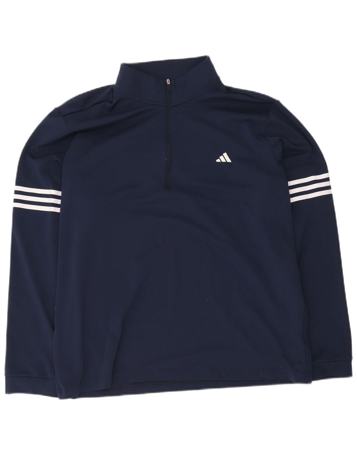 Adidas Mens Zip Neck Pullover Tracksuit Top XL Navy Blue Polyester
