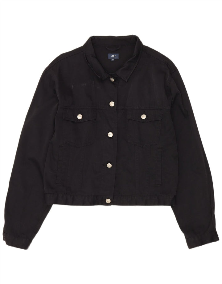 JP COLLECTION Womens Crop Bomber Jacket EU 40 Medium Black Nylon