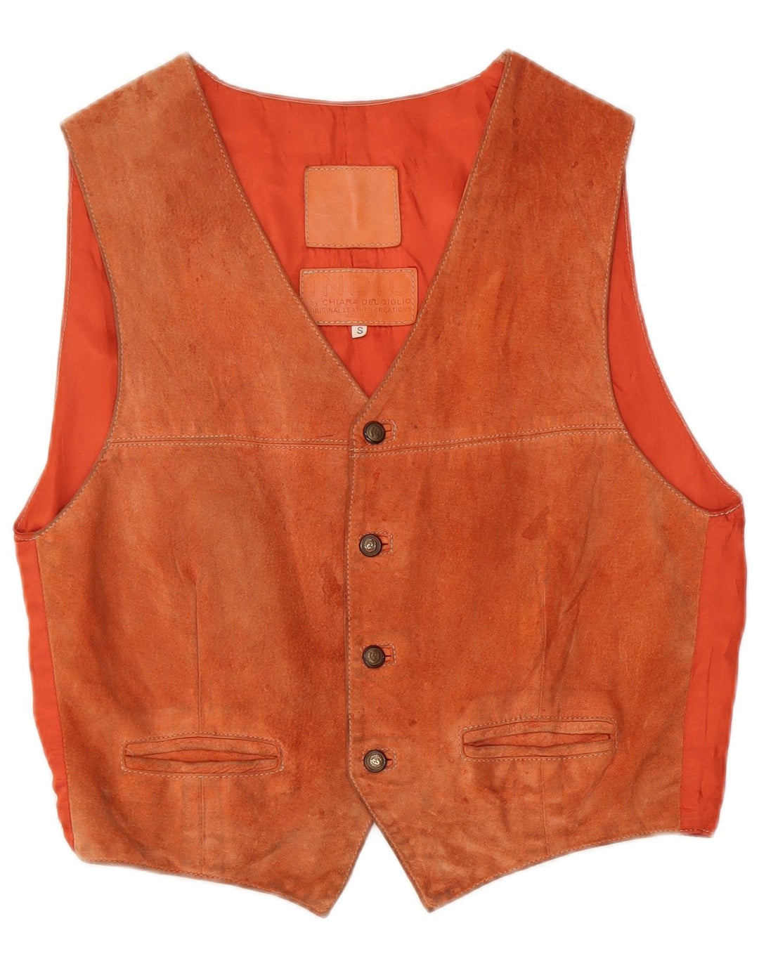 Vintage Mens Suede Waistcoat Small Brown Leather