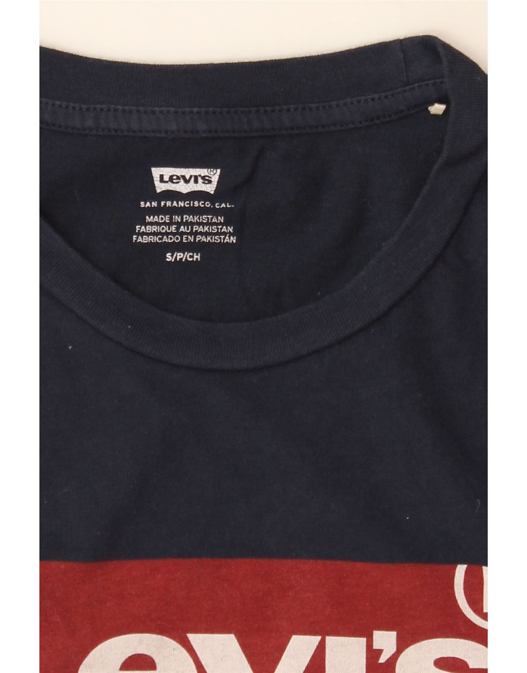 LEVI'S Mens Graphic T-Shirt Top Small Navy Blue Vintage Levi's and Second-Hand Levi's from Messina Hembry 