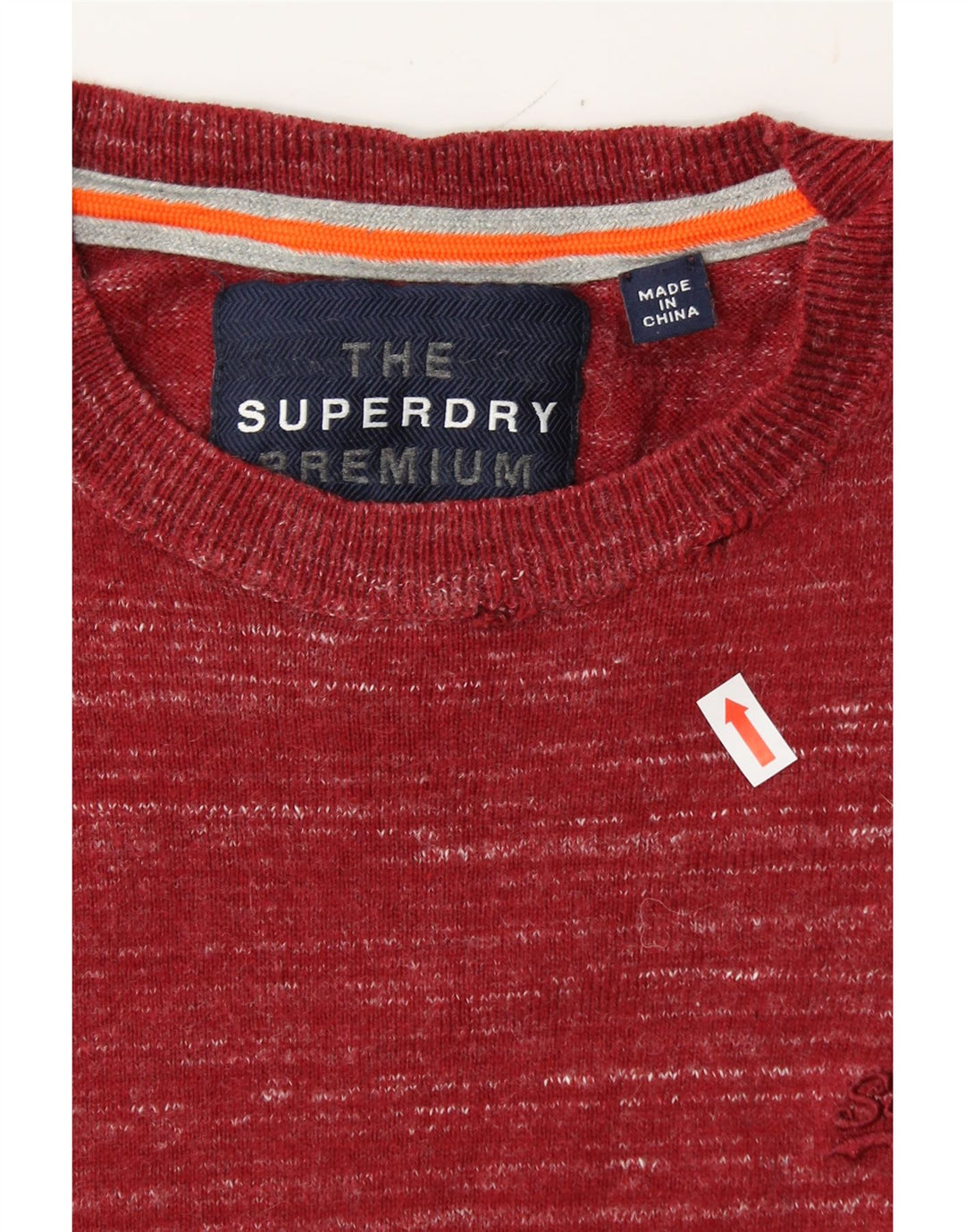 SUPERDRY Mens Crew Neck Jumper Sweater Medium Red Flecked Cotton Vintage Superdry and Second-Hand Superdry from Messina Hembry 