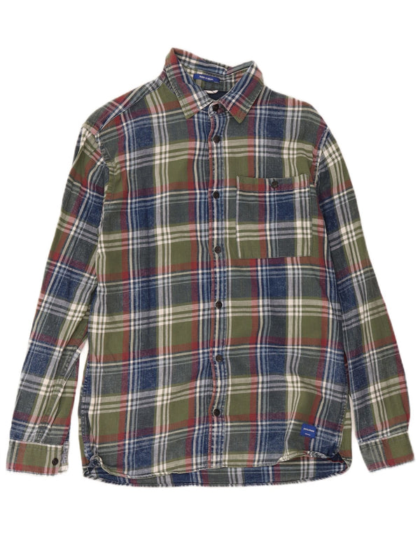 Jack & Jones Mens Flannel Shirt Medium Green Check Cotton
