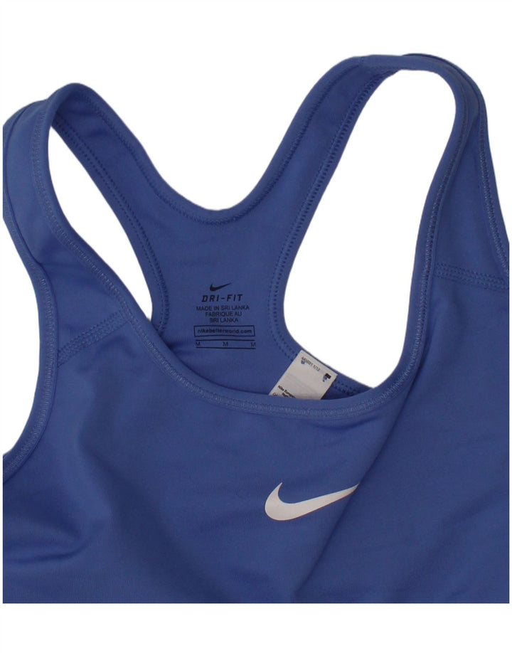 Nike Womens Dri Fit Graphic Sport Bra Top Medium Blue Polyester Sports