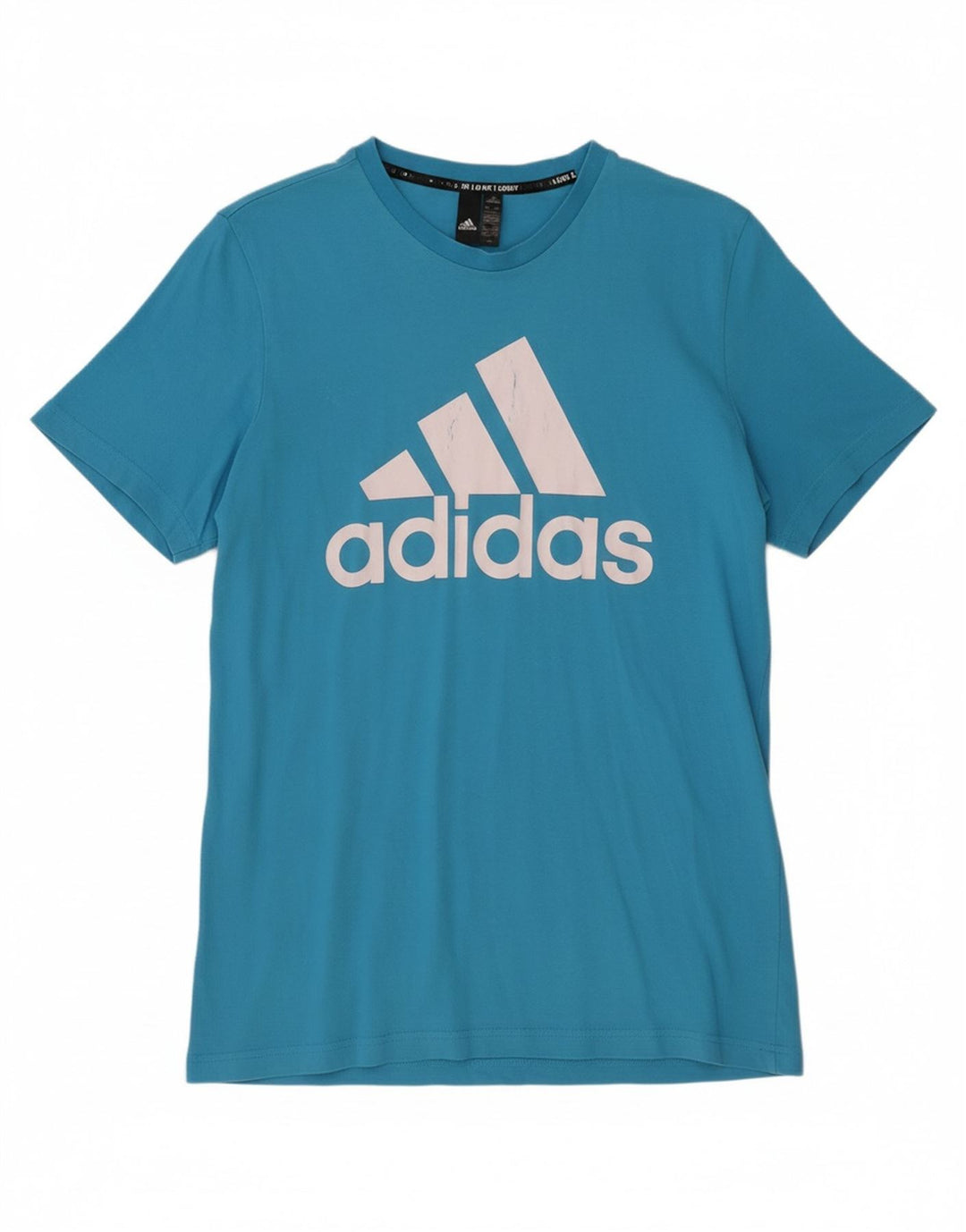 ADIDAS Mens Graphic T-Shirt Top Medium Blue Cotton