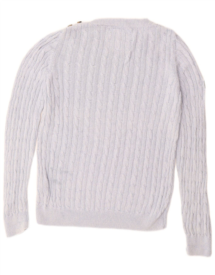 SUPERDRY Womens Boat Neck Jumper Sweater UK 14 Large Blue Cotton