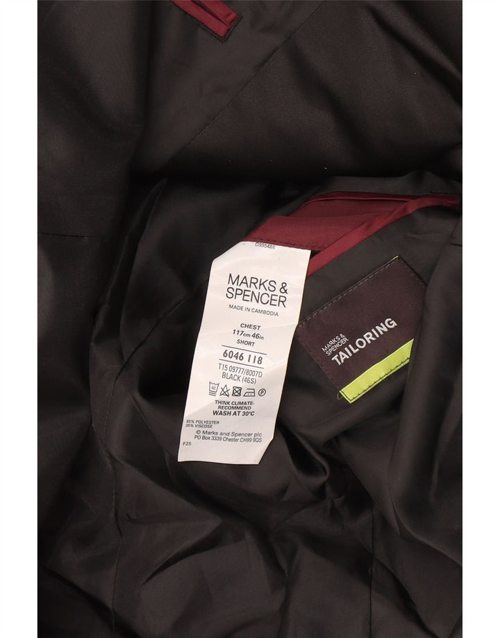 Marks & Spencer Mens Short 2 Button Blazer Jacket UK 40 Large Black