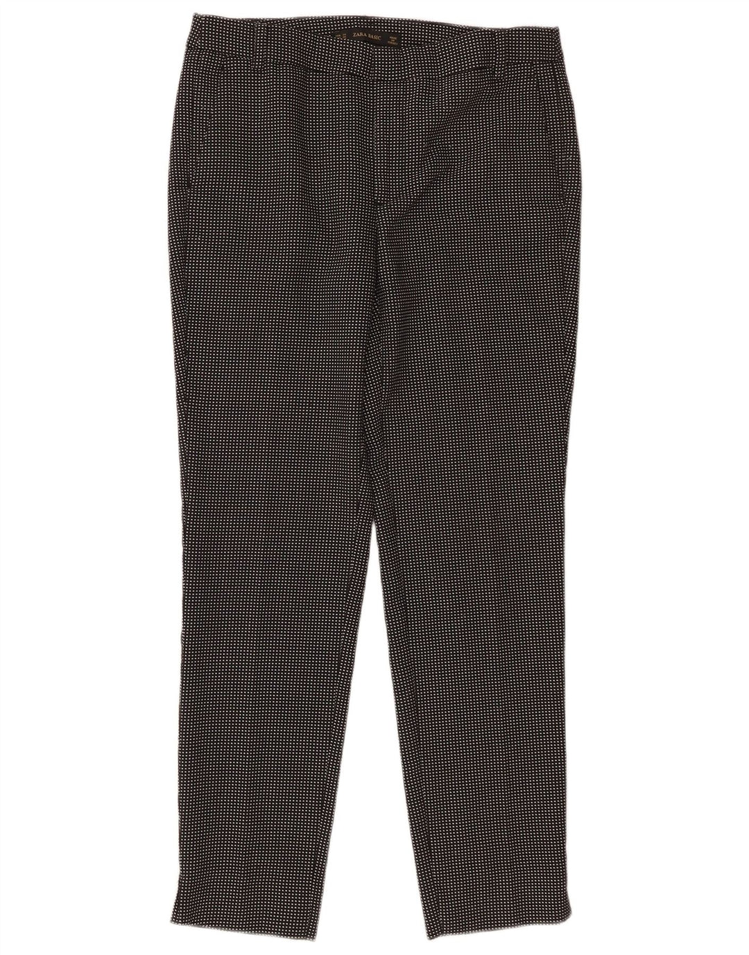 Zara Womens Basic Tapered Chino Trousers EU 34 2XS W24 L27 Black Check
