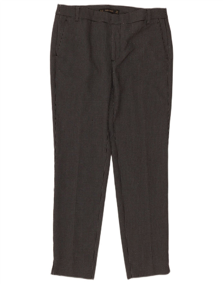 Zara Womens Basic Tapered Chino Trousers EU 34 2XS W24 L27 Black Check