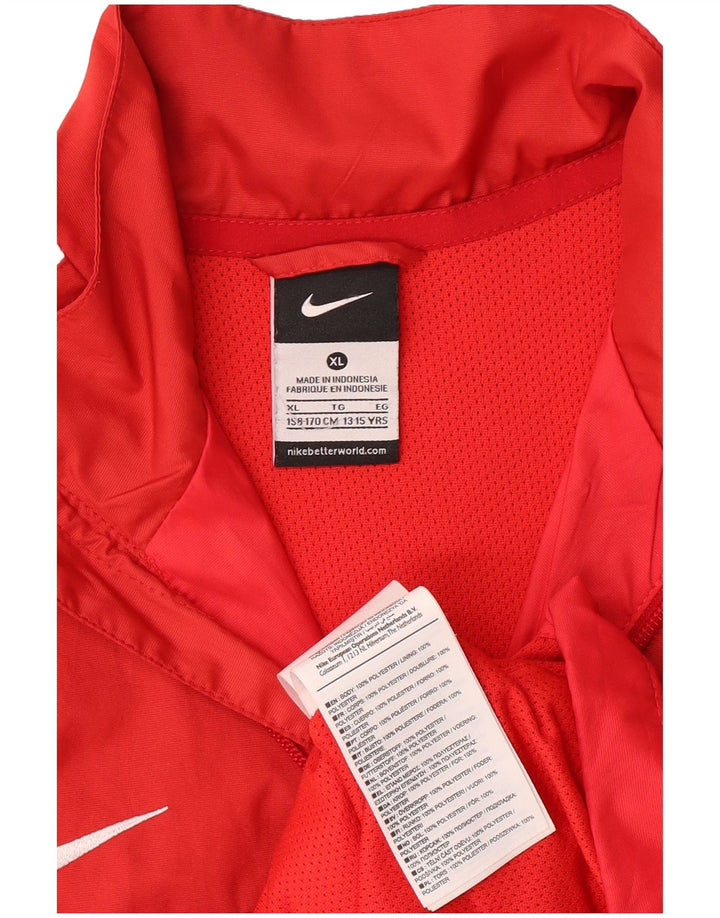 NIKE Boys Rain Jacket 13-14 Years XL Red Colourblock Polyester