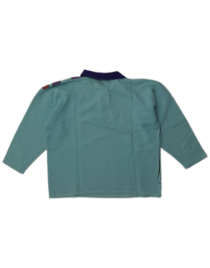 Vintage Womens Oversized 3/4 Sleeve Sweatshirt Jumper UK 14 Medium Blue