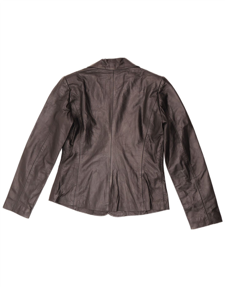 Vintage Womens 2 Button Leather Blazer Jacket UK 10 Small Black