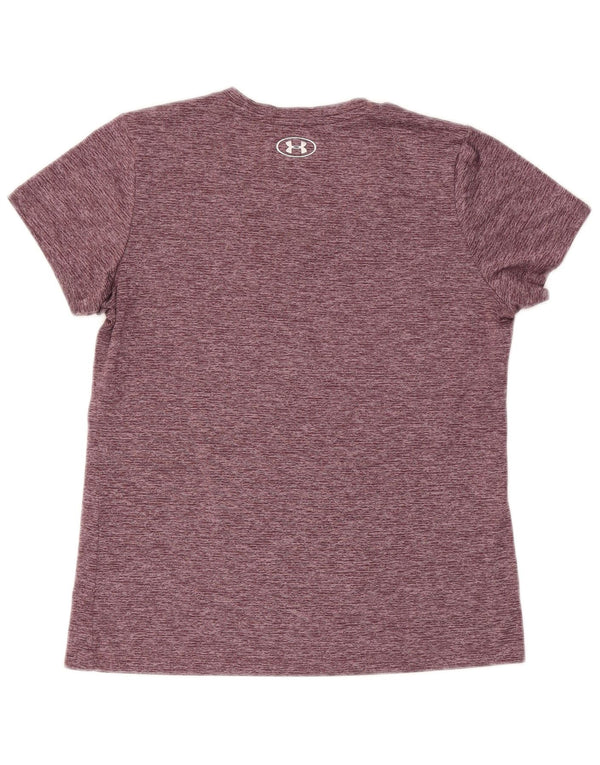 Under Armour Womens Heat Gear T-Shirt Top UK 14 Medium Burgundy Flecked
