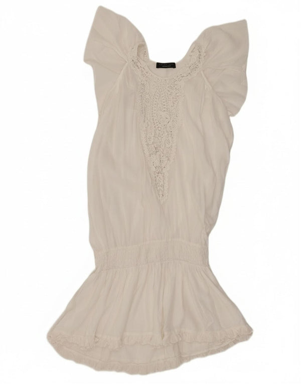 Simona Barbieri Womens Twin-Set Drop Waist Dress UK 6 XS White Floral