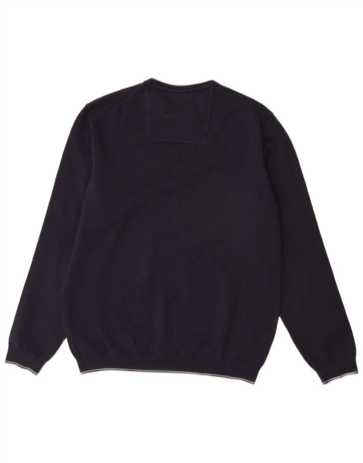 HUGO BOSS Mens Crew Neck Jumper Sweater Large Navy Blue Cotton